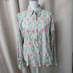 Wrangler Twenty X Pink and Green Patterned Button-Down Shirt